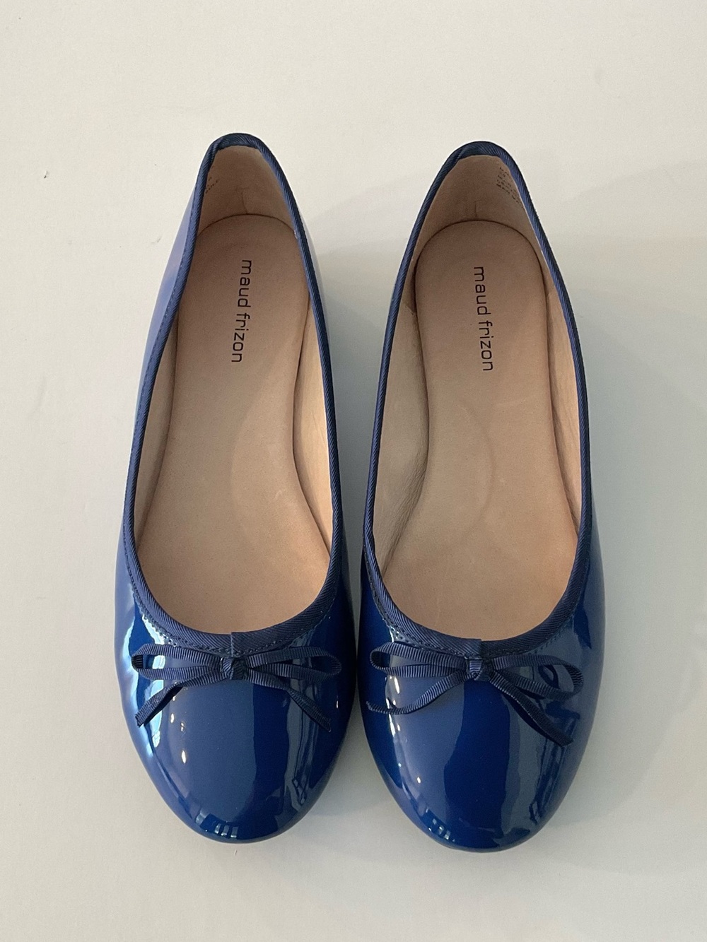 MAUD FRIZON Ballet Flats Bow Accent in Glossy Blue Size EU 39